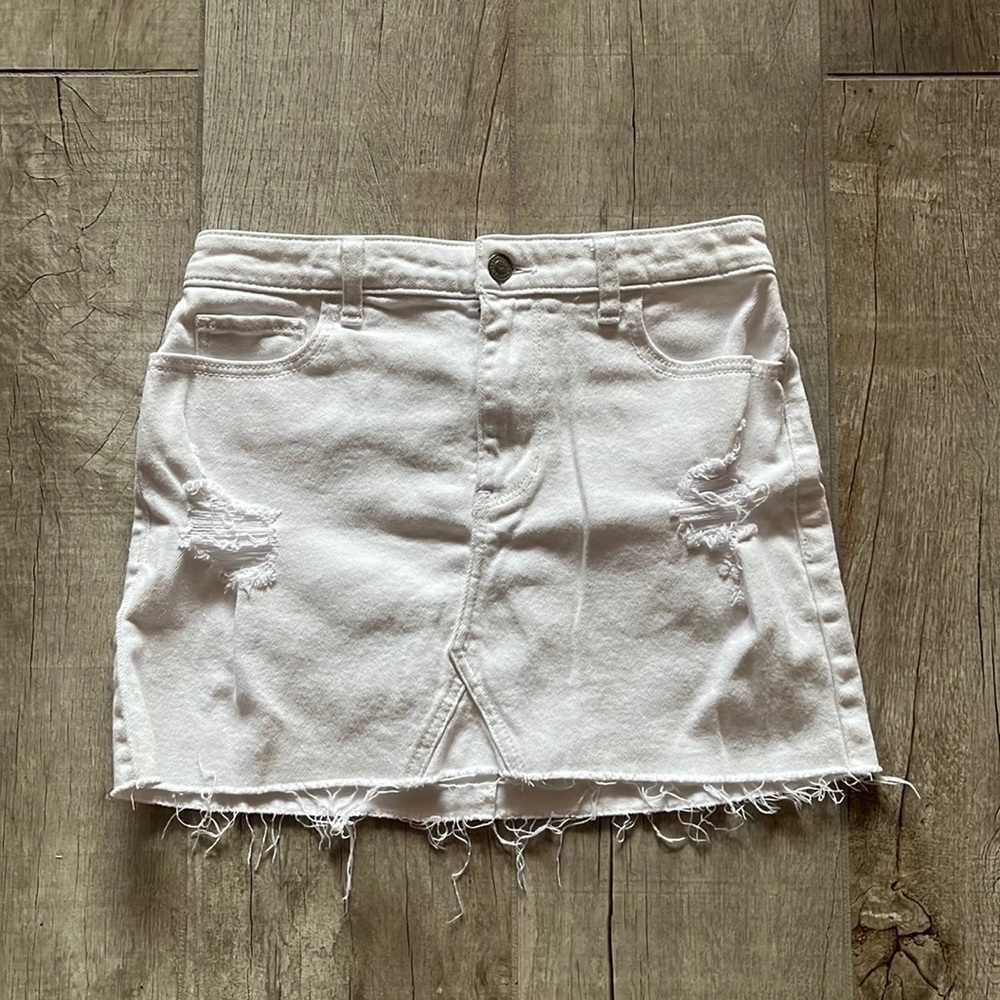 Hollis get High-waisted white denim skirt